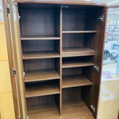 【ジモティー割引で最大15％OFF⭐️】ガラス扉 食器棚 ダークブラウンの画像