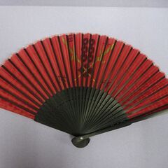 ( E-58 )扇子 真田幸村 戦国武将 六文銭 火剣 未使用 長期保管品の画像