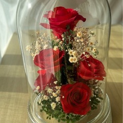レンデフロール　プリザーブドフラワー　バラ&カスミソウの画像