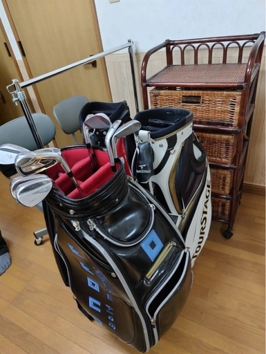 ゴルフバック、クラブ、靴