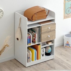 可動式棚 物かけフック キャスター付 ランドセルラック 幅64cm ランドセル収納の画像