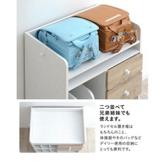 可動式棚 物かけフック キャスター付 ランドセルラック 幅64cm ランドセル収納の画像