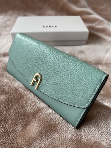 フルラFURLAPRIMULA CONTINENTAL WALLET SLIMロングウォレット フラップ式二つ折り長財布 二つ折り財布 折財布 さいふ サイフ小銭入れ有ミネラルグリーン緑色無地ロゴレザー牛革本革19.5×9箱レディース女性用定価22,000円