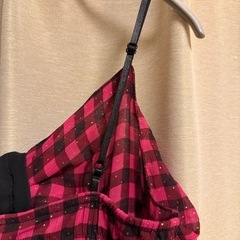 ⦅平成ギャル⦆ ピンク×黒チェック リボンワンピースの画像