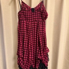 ⦅平成ギャル⦆ ピンク×黒チェック リボンワンピースの画像