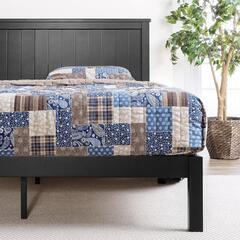 ZINUS メタル ウッド ベッドフレーム シングル Santiago ブラックの画像