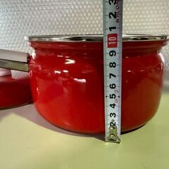 【お引取 限定】ホーロー片手鍋　蓋付き　ホーローソースパン　ミルクパン　＊032-Gの画像