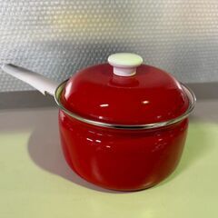 【お引取 限定】ホーロー片手鍋　蓋付き　ホーローソースパン　ミルクパン　＊032-Gの画像