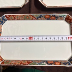 有田焼 林斎窯 長角皿 5枚　金彩色絵 八角皿の画像