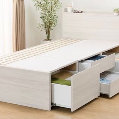 【決まりました】収納・コンセント付きセミダブルベッドの画像