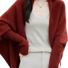 ニット カーディガン　レッドの画像