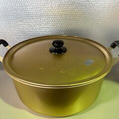 【お引取 限定】アルミ製両手鍋　38センチ　軽量　蓋付き大鍋　＊033-Gの画像
