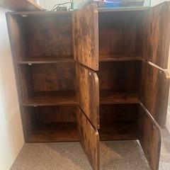 ニトリ カラーボックス Nカラボ 3段扉付き ミドルブラウン 2個で1500円の画像