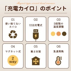 【可愛い動物キャラ!!】充電式カイロ マグネット 分離式  3段階温度調節 防寒グッズ 可愛い ピンクの画像