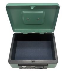 PLUS 小型 手提金庫 CB-060G グリーン 鍵付き 中古の画像