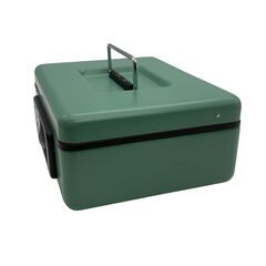 PLUS 小型 手提金庫 CB-060G グリーン 鍵付き 中古の画像