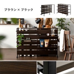 キッチンカウンター ブラウン×ブラックの画像