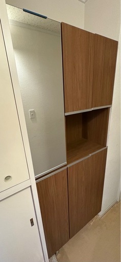 【受付終了】鏡付きシューズボックス　
