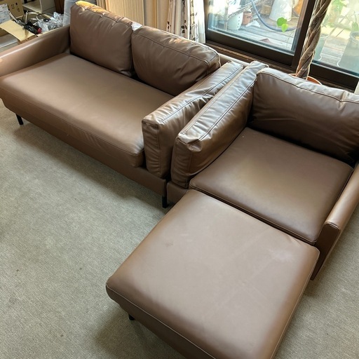 カウチソファー 3人がけ 合皮