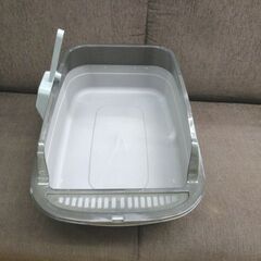 猫用トイレ 幅36㎝ ワイドサイズ 子猫から成猫まで使える 大容量 入口低め グレー ペット用品 西岡店の画像