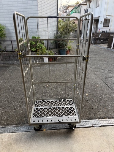 引取限定 鉄製 Ｌ字 カゴ台車 6台セット 折りたたみ可 ストッパー 二箇所 状態良好 業務用 ロールボックス 物流 台車 かご車 カゴ車