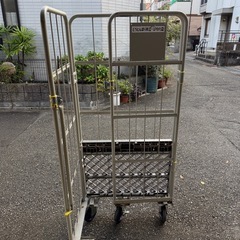 引取限定 鉄製 Ｌ字 カゴ台車 6台セット 折りたたみ可 ストッパー 二箇所 状態良好 業務用 ロールボックス 物流 台車 かご車 カゴ車 の画像