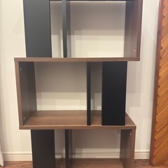 ディスプレイラック 本棚 収納ラック　ウォールナット ブラック　の画像