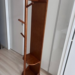 一旦決まり)ミラー付き回転ハンガー163x40CM 単品 ブラウンの画像