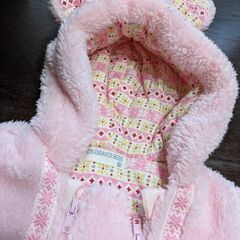 美品ベビー80防寒具女児クロワッサンスベベピンクの画像