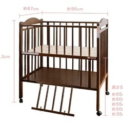 ◯SAWA BABY ベビーベッド◯日本製　すのこタイプ　高さ調節可　収納スペースありの画像