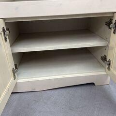 食器棚 幅85ｃｍ ホワイト レンジボード キッチンカウンター レンジ台 白木 札幌市手稲区の画像