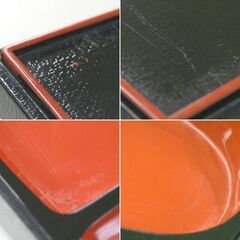 中古 業務用 弁当箱 9セット まとめて 樹脂製 黒塗り 内朱 仕切付きトレイ 松花堂弁当 飲食店 料亭 会食 仕出し 札幌市 清田区 平岡の画像