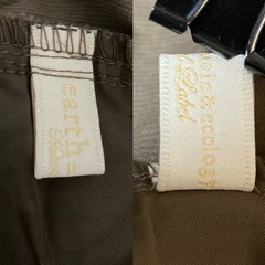 美品 earth music&ecology ワイドパンツ ウエストゴム ブラウン フリーの画像