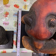 木彫り熊 大型 40cm／鮭くわえの画像