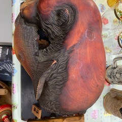 木彫り熊 大型 40cm／鮭くわえの画像