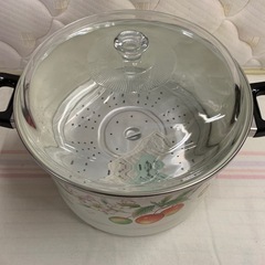 ホーロー鍋・両手鍋・蒸し器・約幅27cm×高さ17cm※商品の詳しい状態等は現物にてご確認ください。の画像