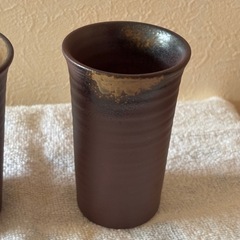 備前焼き　ビアグラス　２個の画像