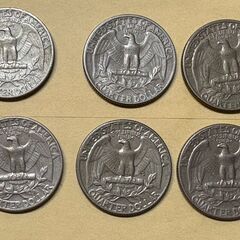 UNTED STATES OF AMERICA QUARTER DOLLAR アメリカ合衆国　ワシントン　25セント　6枚の画像