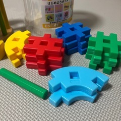 知育玩具 ニューブロック 学研 ブロック　はじめようボトル　欠品あり　木製　型はめオモチャ　玩具の画像