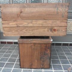 リンゴ箱　　リメイク　収納　マルシェ　アウトドアの画像