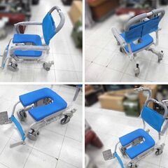 未使用保管品 ウチエ シャワーラク4輪自在 U型シート SWR-132 ブルー 最大使用者体重100㎏以下 uchie 介護用シャワー車椅子 苫小牧西店の画像