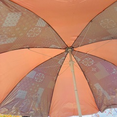 折りたたみキャンプテーブルセット 4人用　パラソル付きの画像