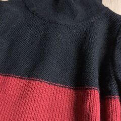黒赤 バイカラー ニット L ハイネック キング社製の画像