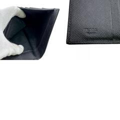 プラダ PRADA 二つ折り財布 サフィアーノ がま口 ブラックの画像