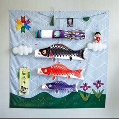 鯉のぼり 150x150cm 布製 カラフル