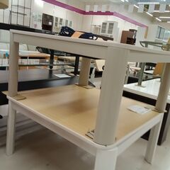 リユースのサカイ栃木店★ジモティ割あり★ ユアサプライムス コタツ ホワイト W75×D75×H38 クリーニング済み TC11735の画像