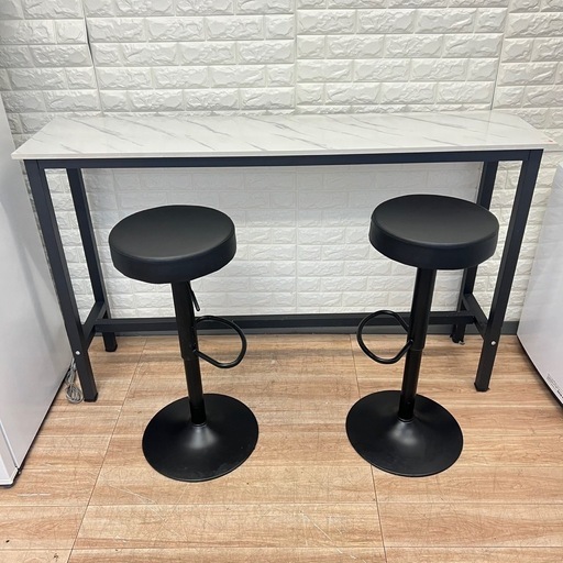カウンターチェア2脚　大理石風　テーブル２点セット‼️
