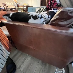 ※決定しました※【レトロなブラウンソファ3人】の画像