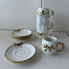 【美品/未使用】カフェ　喫茶店　業務用　飲食店　アンティーク　昭和　レトロ　お皿　セット　カップ&ソーサー　ティーカップ　マグカップ　食器　グラス　プレート　韓国インテリアの画像