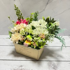 ハンドメイドフラワー★縁起物♡カエルアレンジメントNo.5の画像